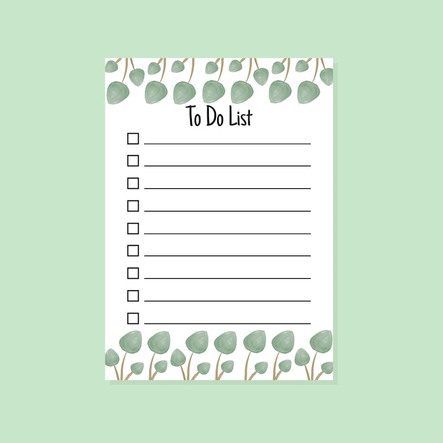 watercolor leaves to do list template