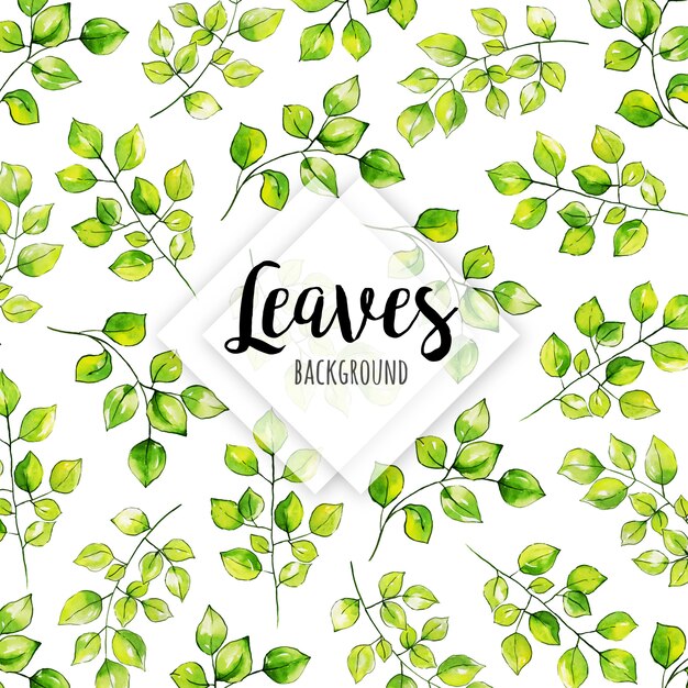 Watercolor Leaves Pattern Background