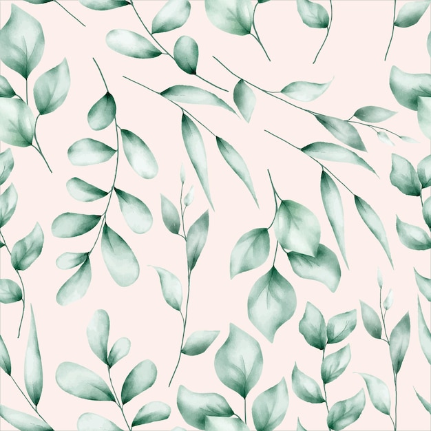 Vector watercolor leaves seamless pattern design