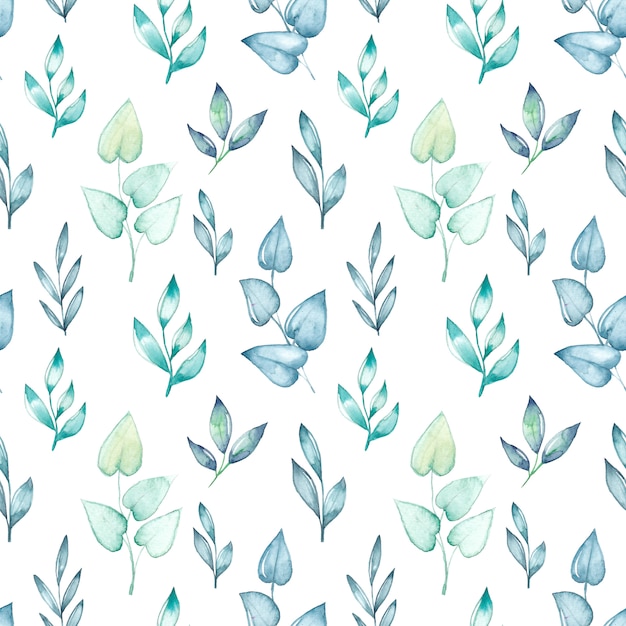 Watercolor leaves seamless pattern