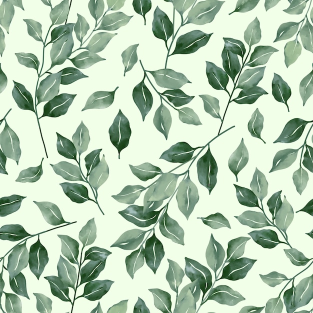 Vector watercolor leaves seamless pattern