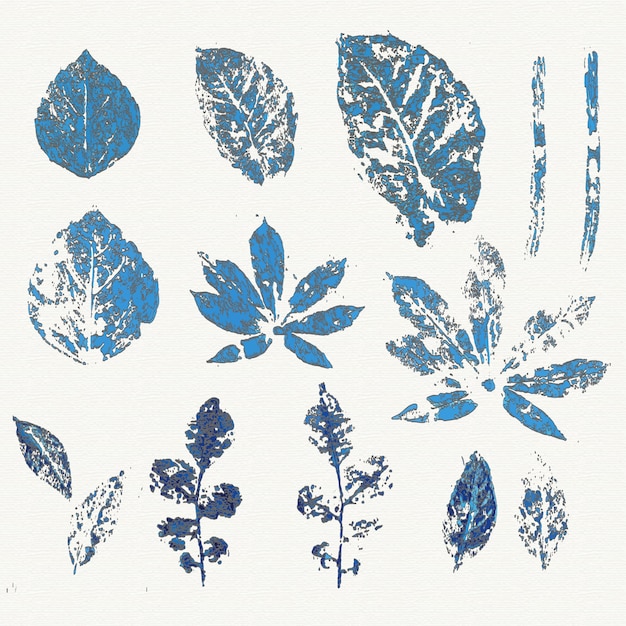 Vector watercolor leaves stamps