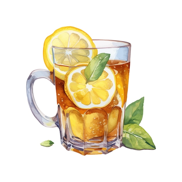 Акварельный лимонный чай со льдом и гарниром