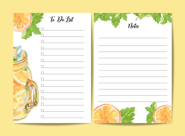 Watercolor lemonade to do list  template