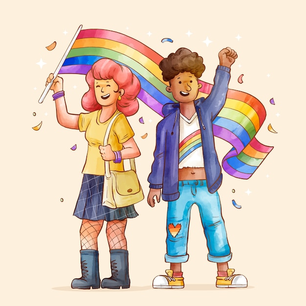 Vettore illustrazione dell'orgoglio lgbt dell'acquerello