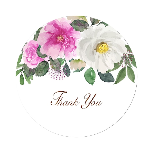 Watercolor light pink tone lovely in circle space frame with thank you word