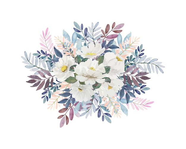 Watercolor light vintage floral bouquet