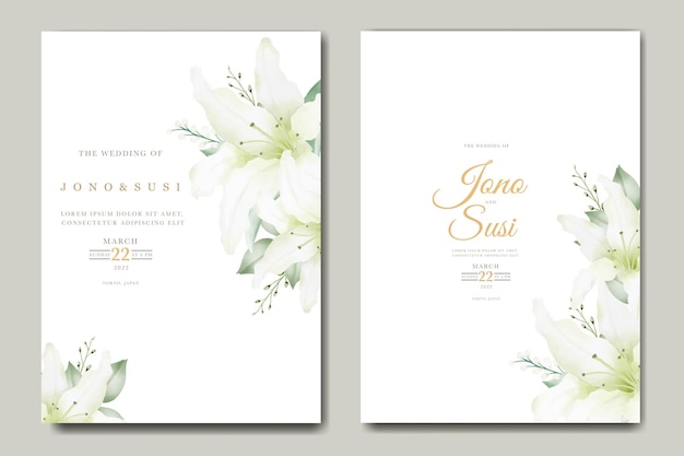 Watercolor Lily Floral Wedding Invitation card