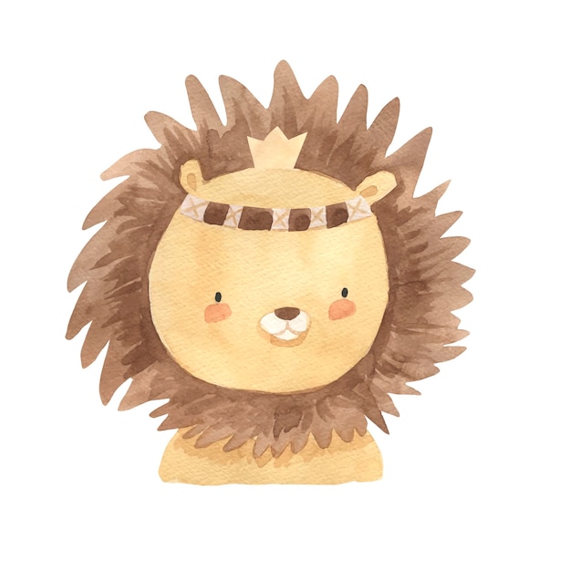 Watercolor lion illustration for kids