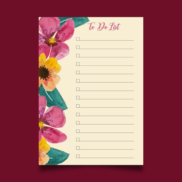 watercolor to do list flower template