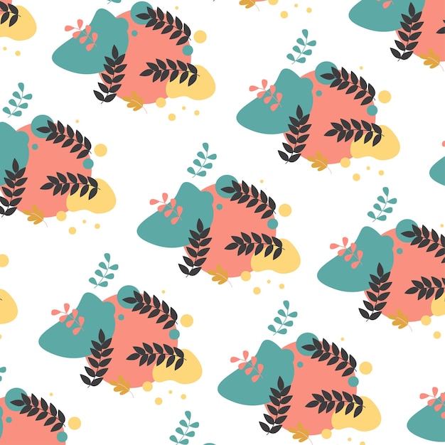 watercolor logo pattern and colorful leaves