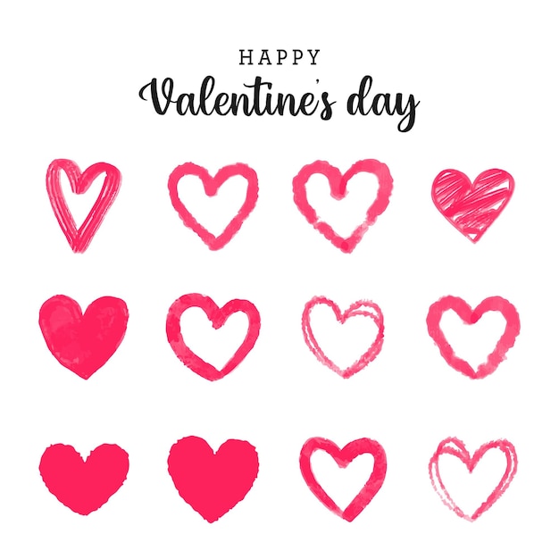 Watercolor love hearts for happy valentine's day