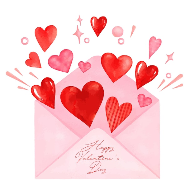 Vector watercolor love letter valentine's day card