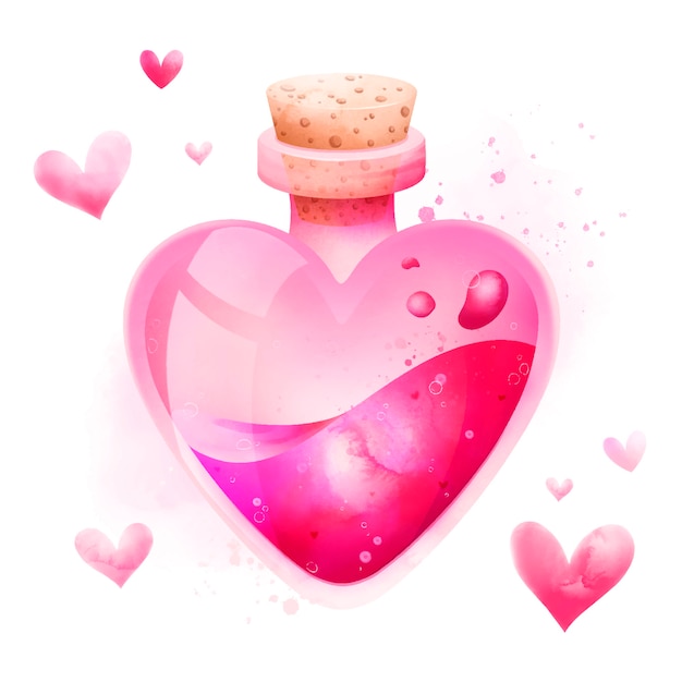 Watercolor love potion illustration