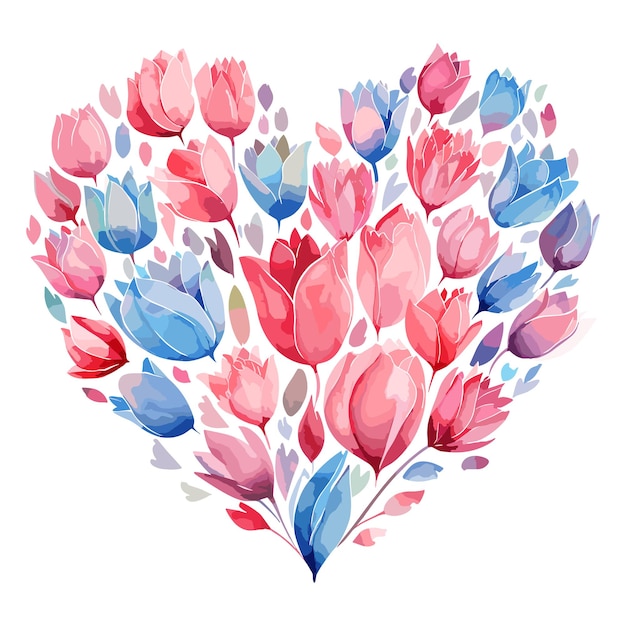 Vector watercolor love shape mandla floral vector