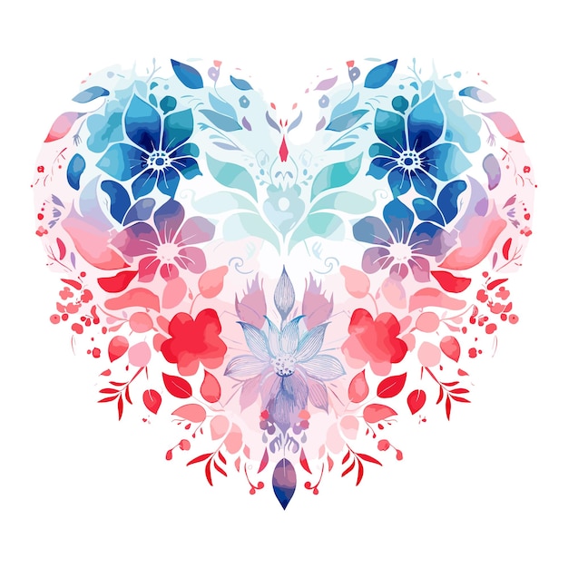 Vector watercolor love shape mandla floral vector