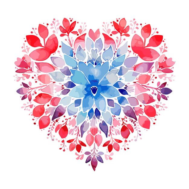 Vector watercolor love shape mandla floral vector