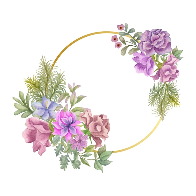 Watercolor lovely valentine floral frame design