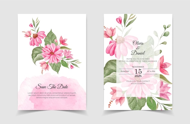 Watercolor lovely wedding invitation card