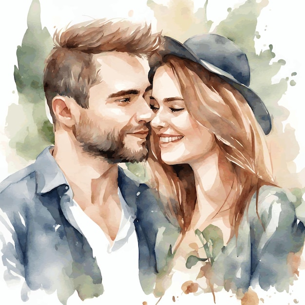 watercolor of loving couple