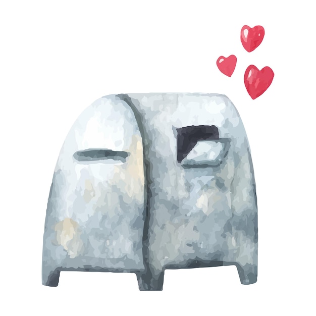 Watercolor of mail box with hearts Hand drawn watercolour Illustration for Valentines day design element for greeting card print sticker poster