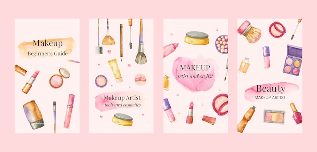 Watercolor makeup products instagram stories