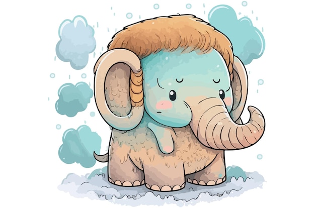 watercolor mammoth vector illustration tshirt print