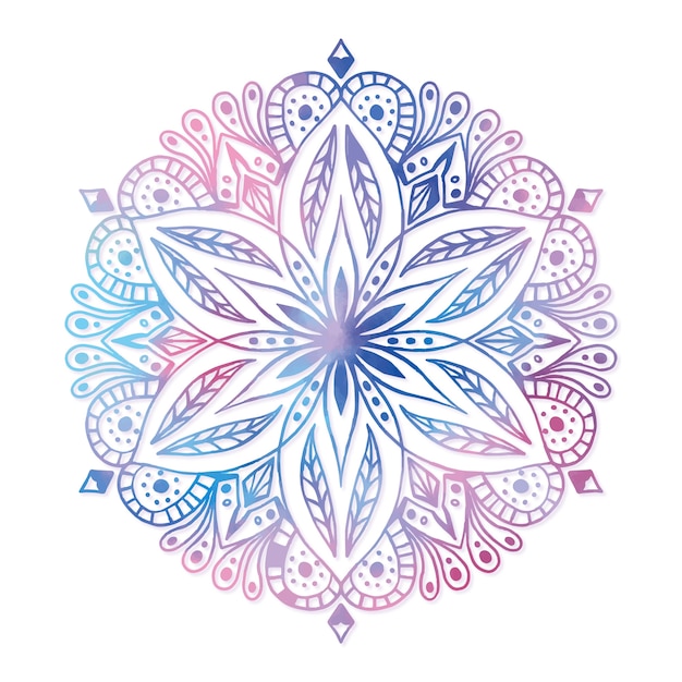 Vector watercolor mandala lotus flower drawing