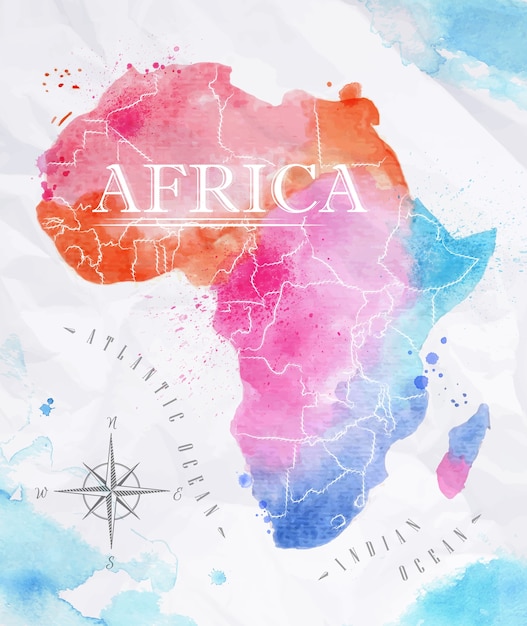 Vector watercolor map of africa