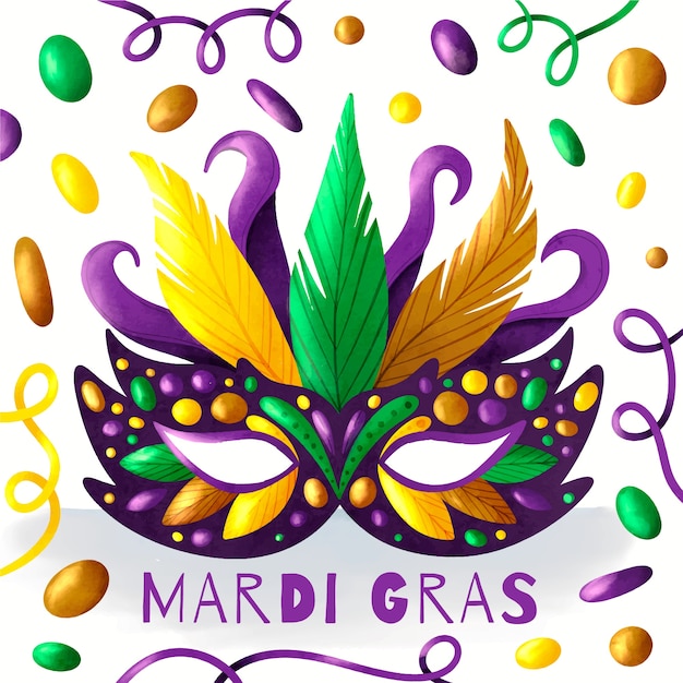 Vector watercolor mardi gras illustration