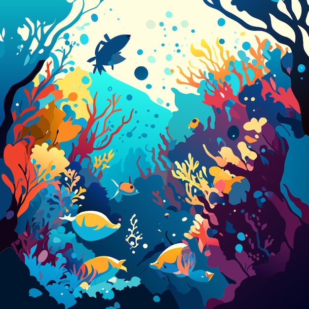 Vector a watercolor masterpiece inspired by underwater life vector illustration