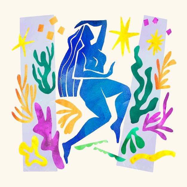 Watercolor matisse style illustration