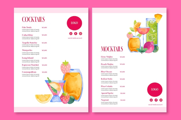 watercolor  menu template design