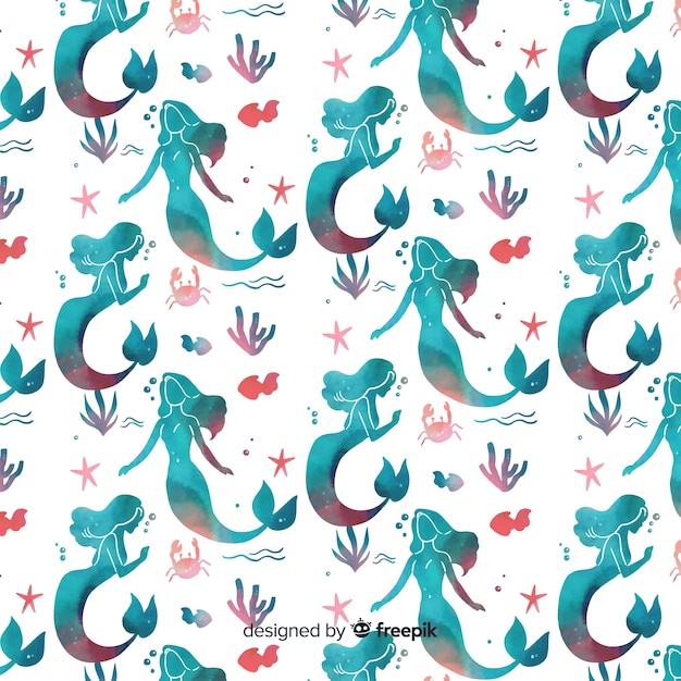 watercolor mermaid pattern