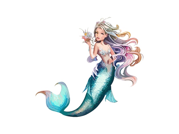 Illustrazione vettoriale dell'acquarello mermaid