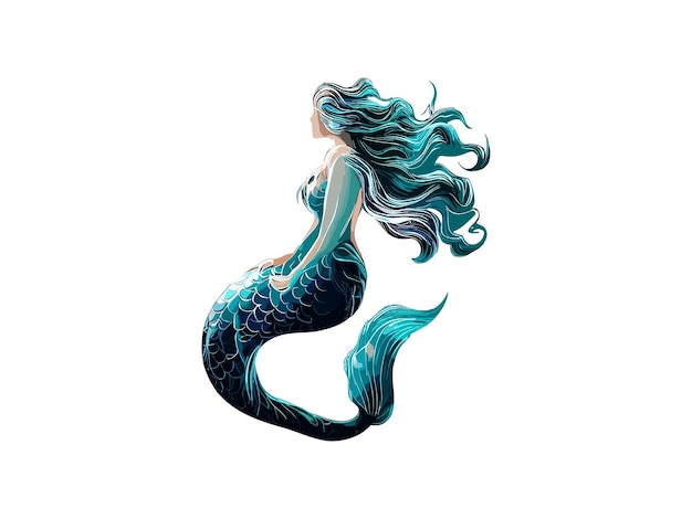 Watercolor Mermaid Vector illustration