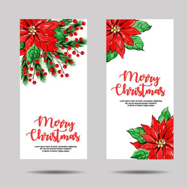 Watercolor merry christmas banner