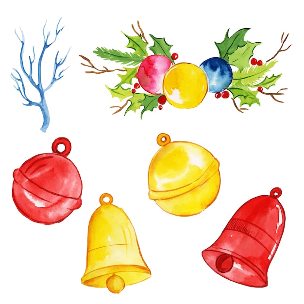 Vector watercolor merry christmas elements collection