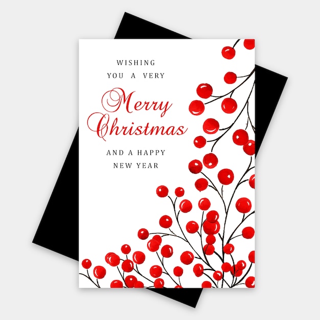 Watercolor Merry Christmas Greeting Card