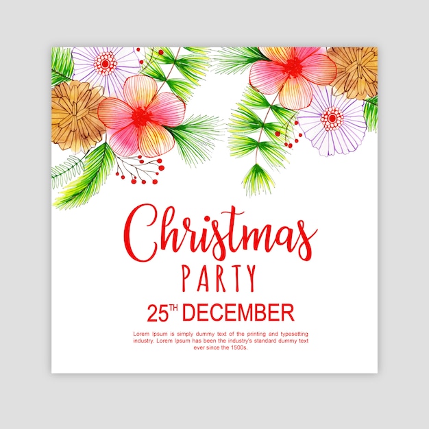 Watercolor Merry Christmas Party Invitation Card