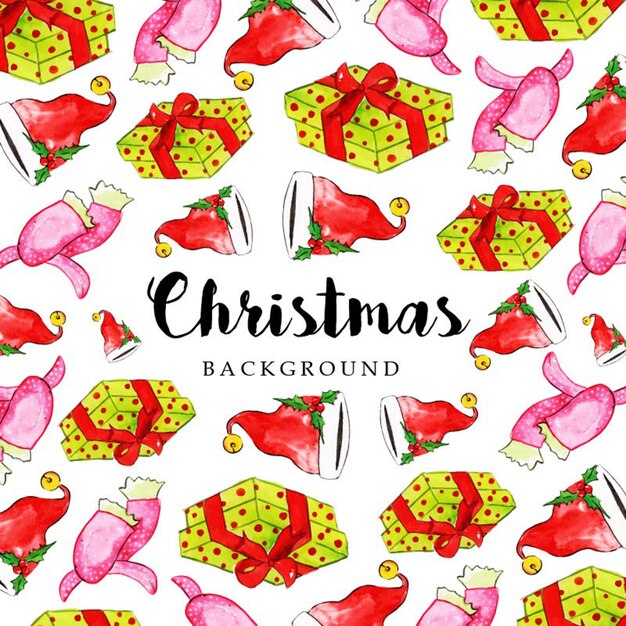 Acquerello merry christmas pattern background