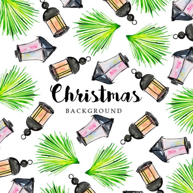 Watercolor merry christmas pattern background