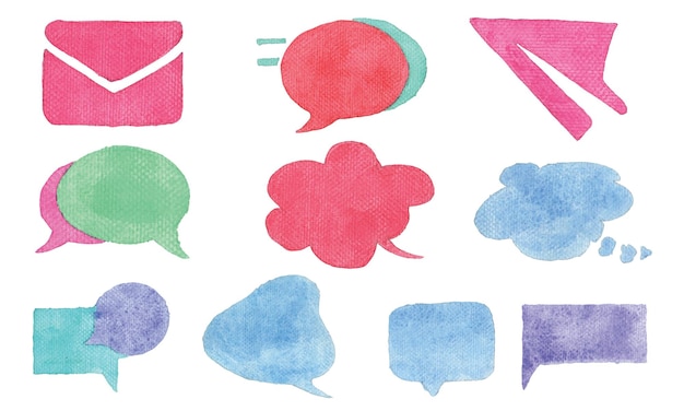 Watercolor message or chat icon or bubble vector