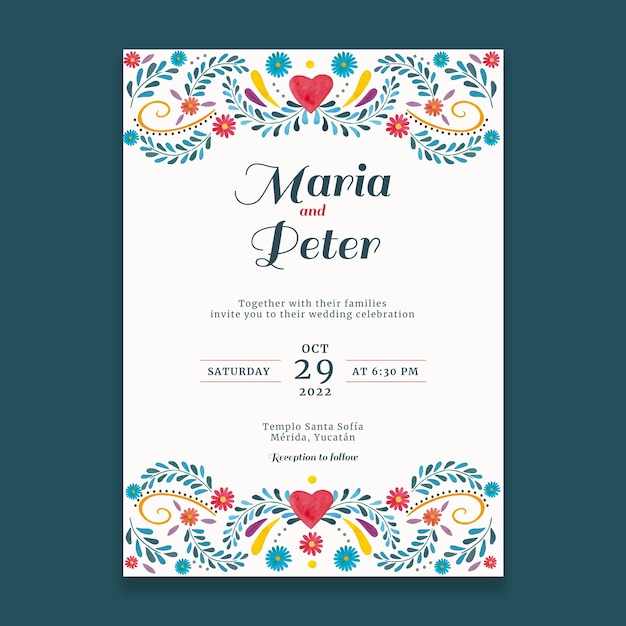 watercolor mexican wedding invitation
