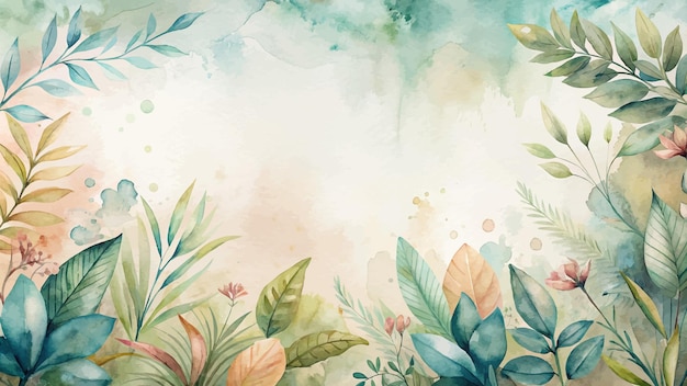 Watercolor minimalist botanical border background