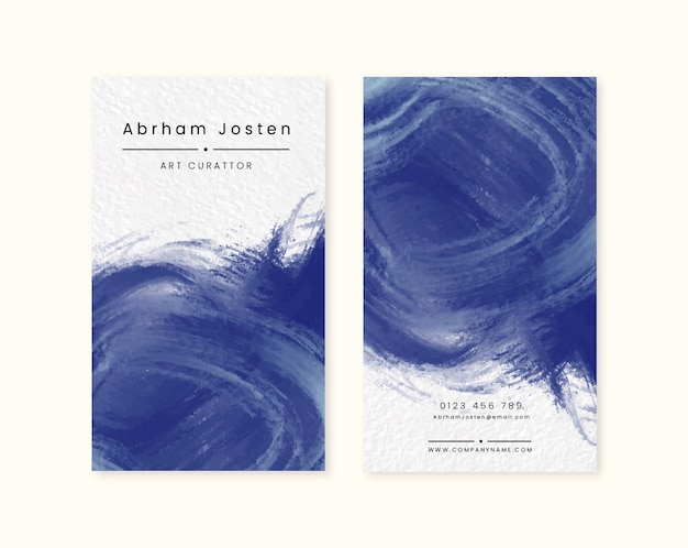 watercolor minimalist dark blue business card