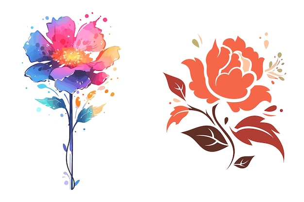 watercolor Minimalist floral design for luxurious logo elements