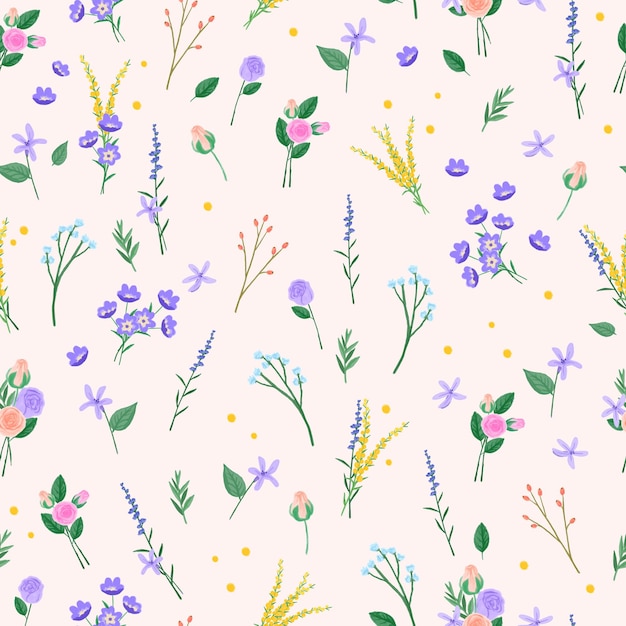 Watercolor mix floral seamless pattern