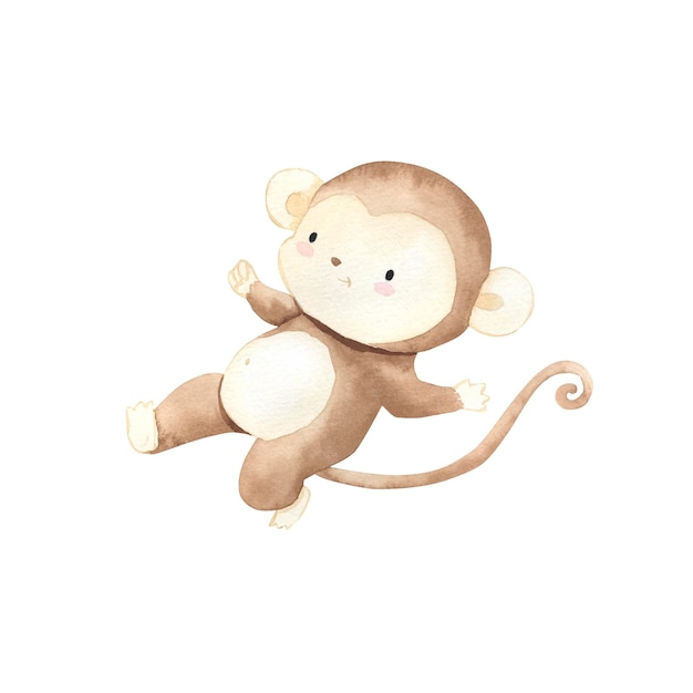 Watercolor monkey illustration for kids