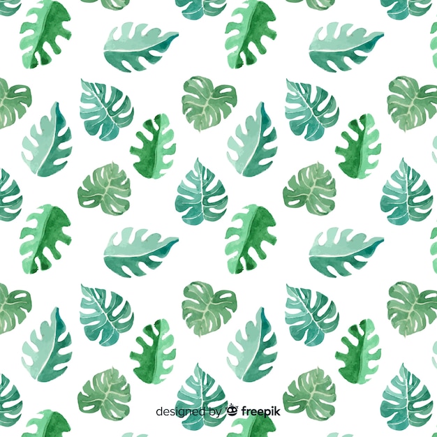 Watercolor monstera leaves background